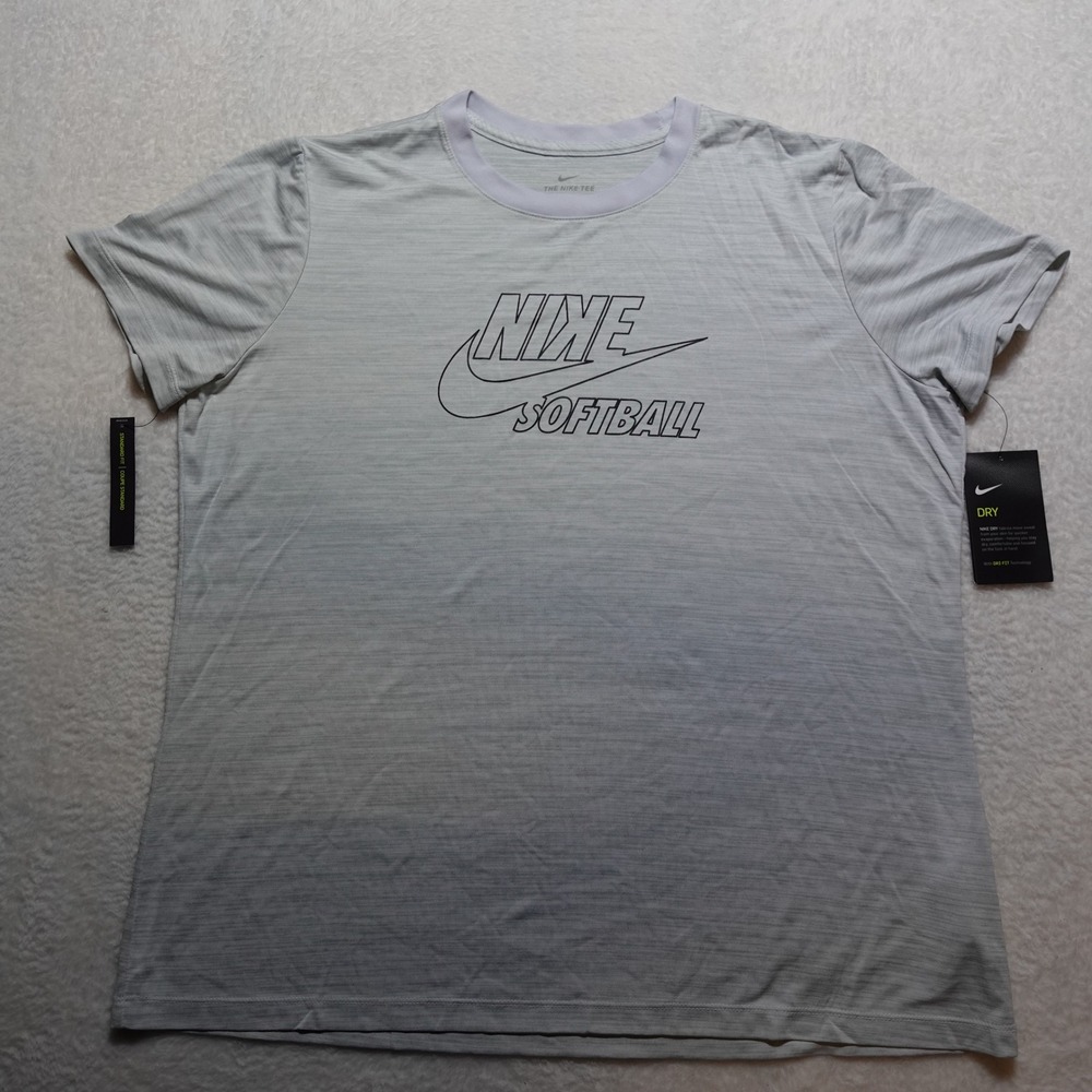 Nike Softball T-Shirt Womens XL Gray Dri-FIT Graphic Tee BQ9776-043